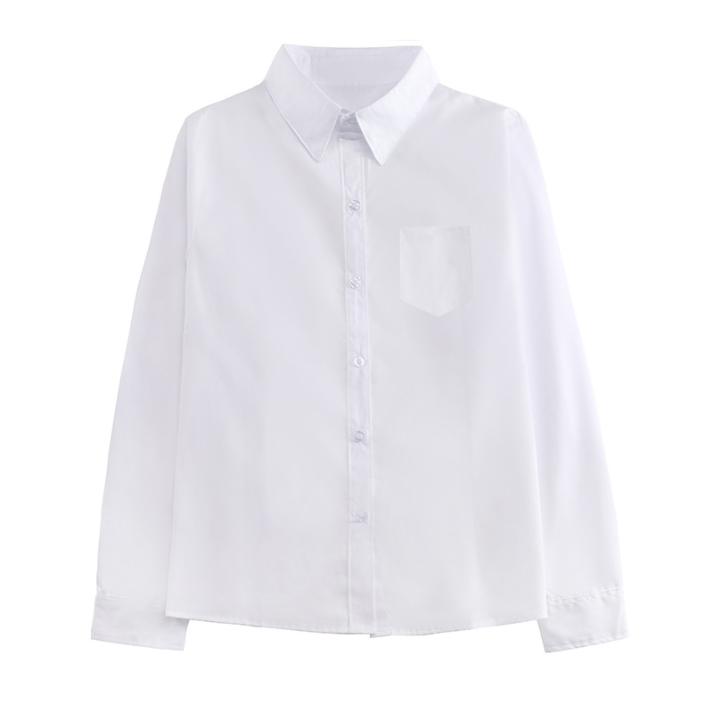 Summer Thin Men's and Women's Slim White Shirt Long Short Sleeve Work Uniforms Student School Uniform Business Attire Solid Color Shirt Large Size