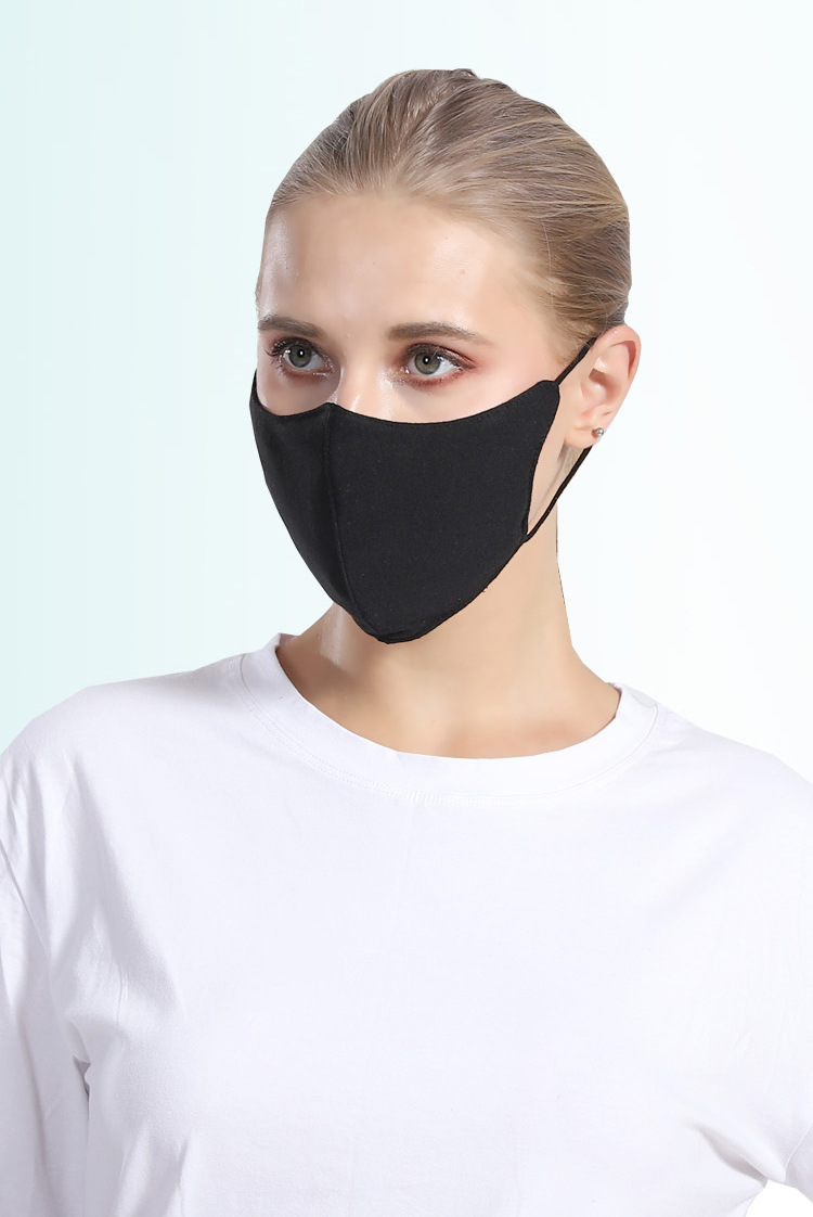 黑色棉口罩三层夹棉立体加厚透气男女潮流布面罩可调节口罩mask