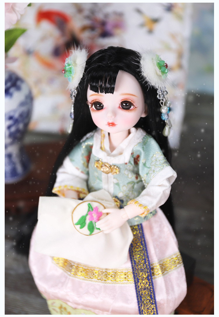 德必胜娃娃小天使娃娃28cm女娃古风古装娃娃bjd仿真玩具sd改妆娃