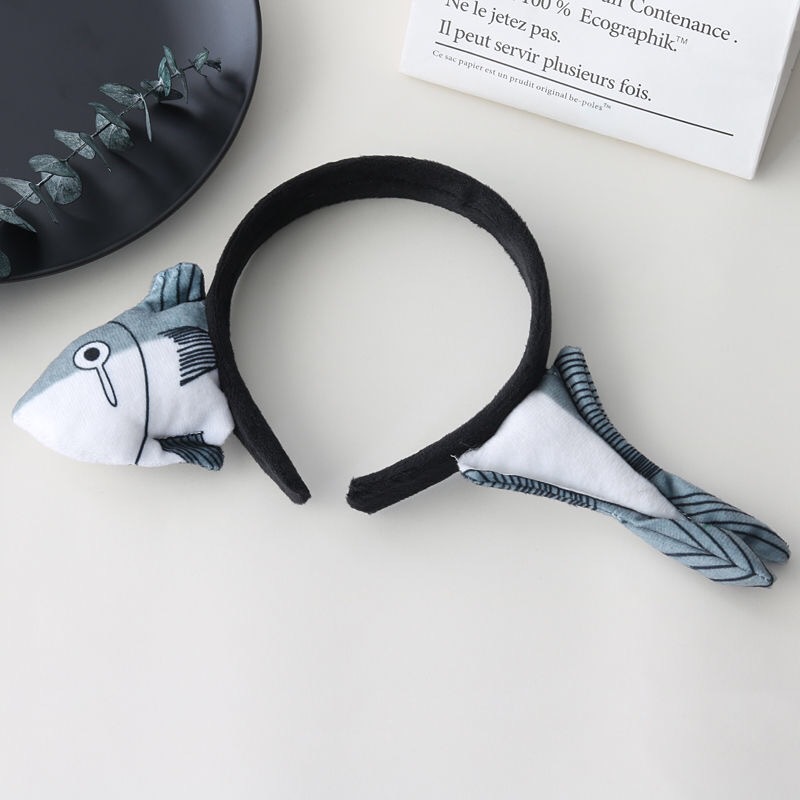 Online Influencer Cute Crayfish Headband Funny Shark TikTok Same Headband Wearing Head Salted Fish Q Version Cartoon Headwear