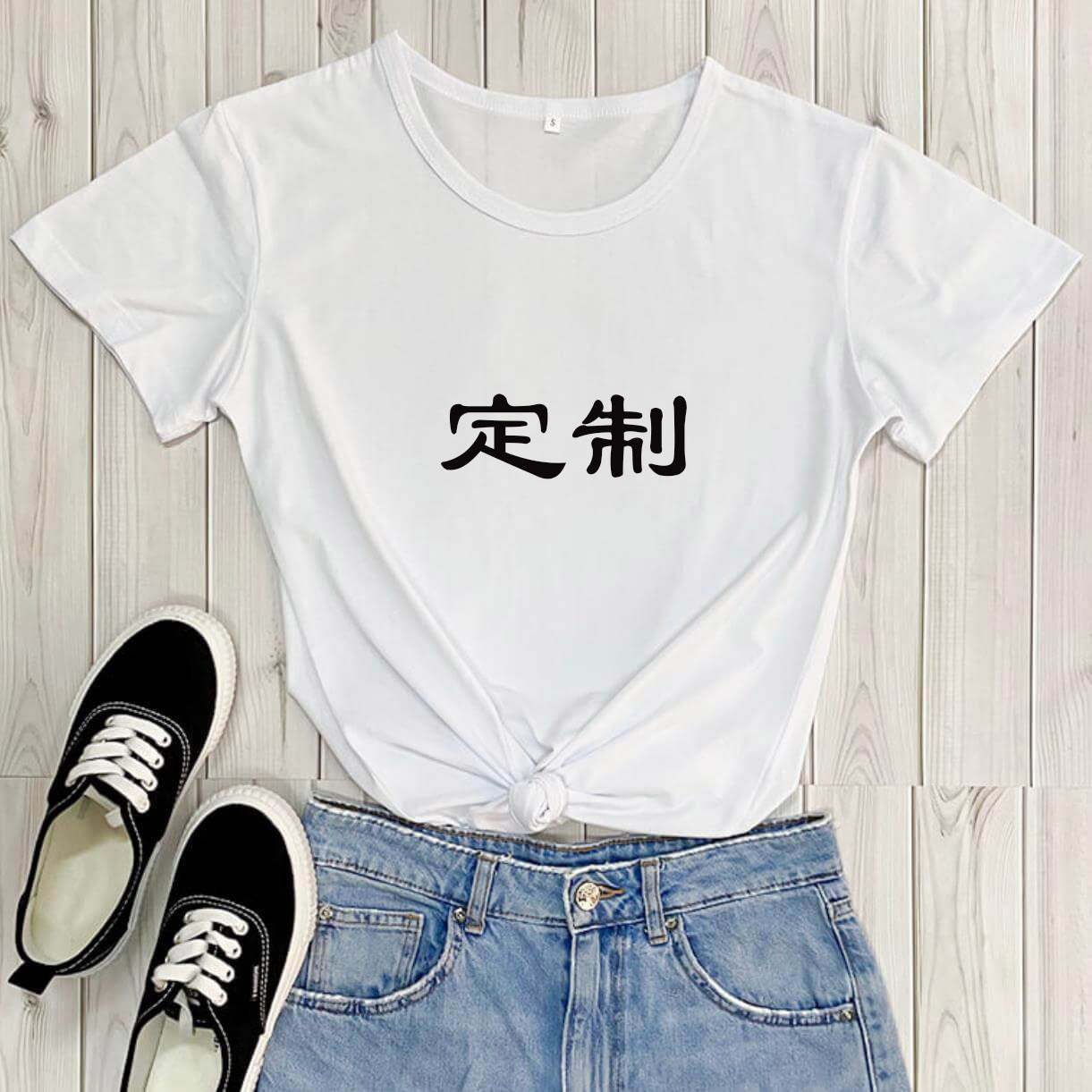 To Figure Making round Neck Short Sleeve Printing Logo T-shirt One Piece Making Europe and America Cross Border Foreign Trade T-shirt Blank T-shirt