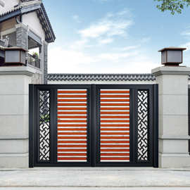 现代化小区大门防盗门铸铝门别墅大门 双开门农村乡村对开门