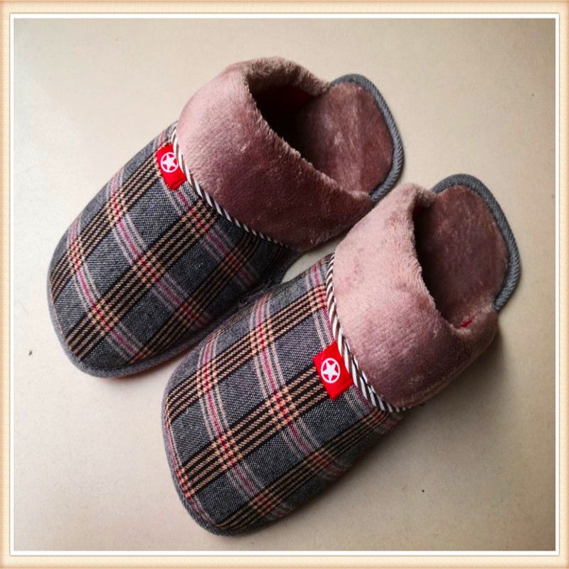 现货批发 秋冬季居家室内 情侣花格子 印花半成品拖鞋帮 透气保暖