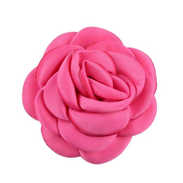 Cross-Border Hot Sale Fabric Flower 6cm Burning Edge Camellia Flower DIY Children Headwear Clothing Accessories Accessories