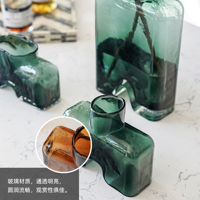 Modern and Unique Living Room Retro-Shaped Pants Shape Decoration Bottle Glass Flowerpot and Flower Vase Ornaments