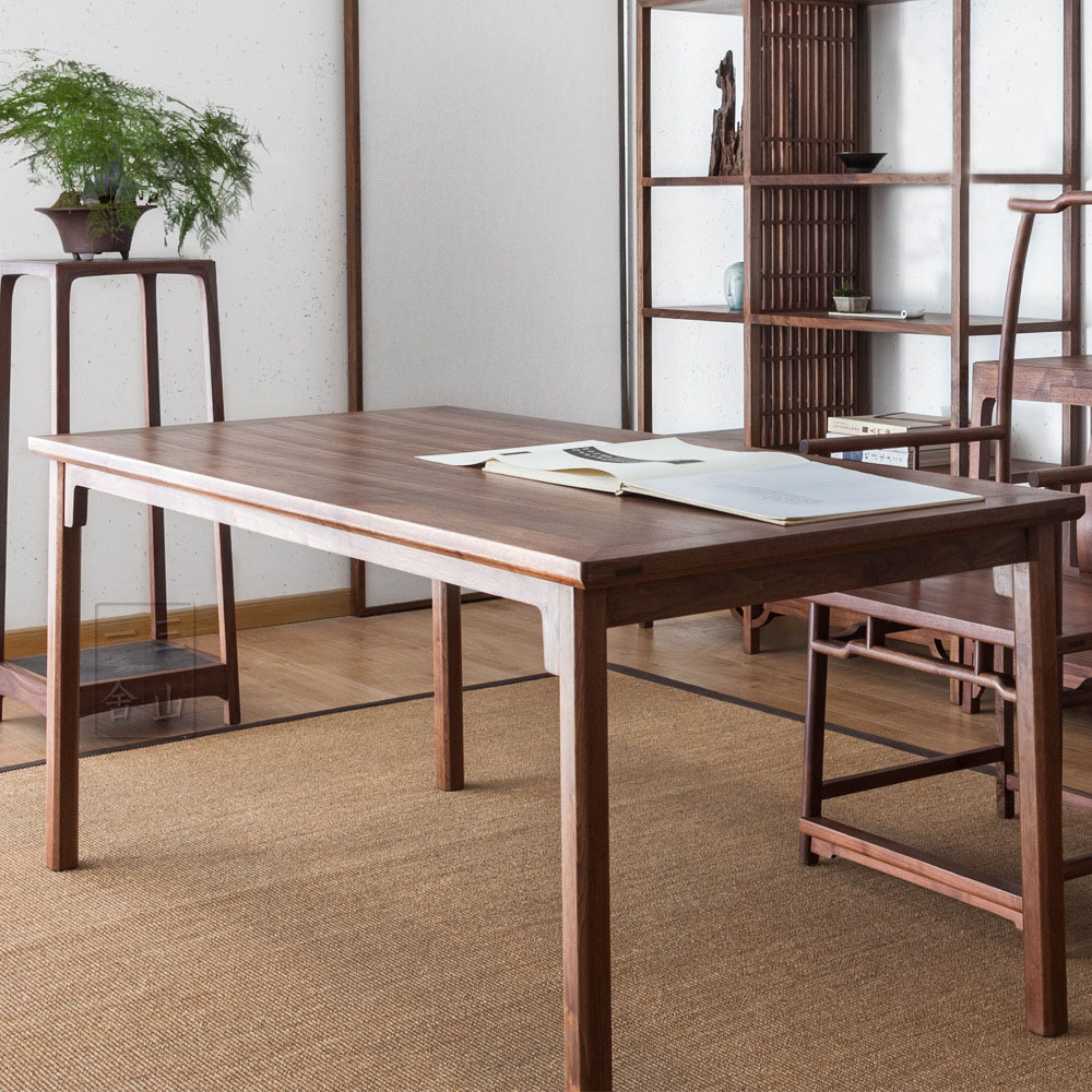 宽木窄作/书房书桌 新中式家具实木黑胡桃木办公桌画案书案书法桌