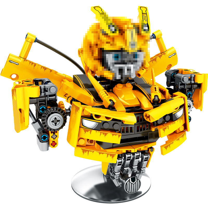 s牌sy7500黄蜂勇士7501擎天勇士半身头雕男孩拼装机器人模型积木