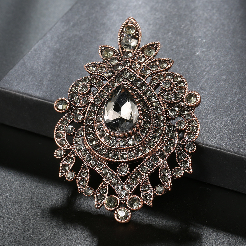 亚马逊wish印度哥特风格灰宝石胸针复古土耳其胸花服装配饰批发