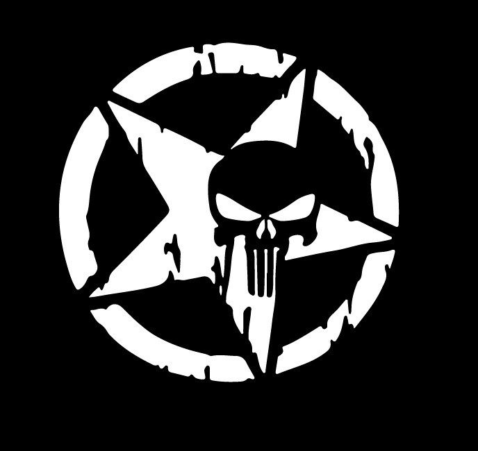 鬼怪恶灵骑士惩罚者头骨车贴 牧马人五角星骷髅头车贴 60cm