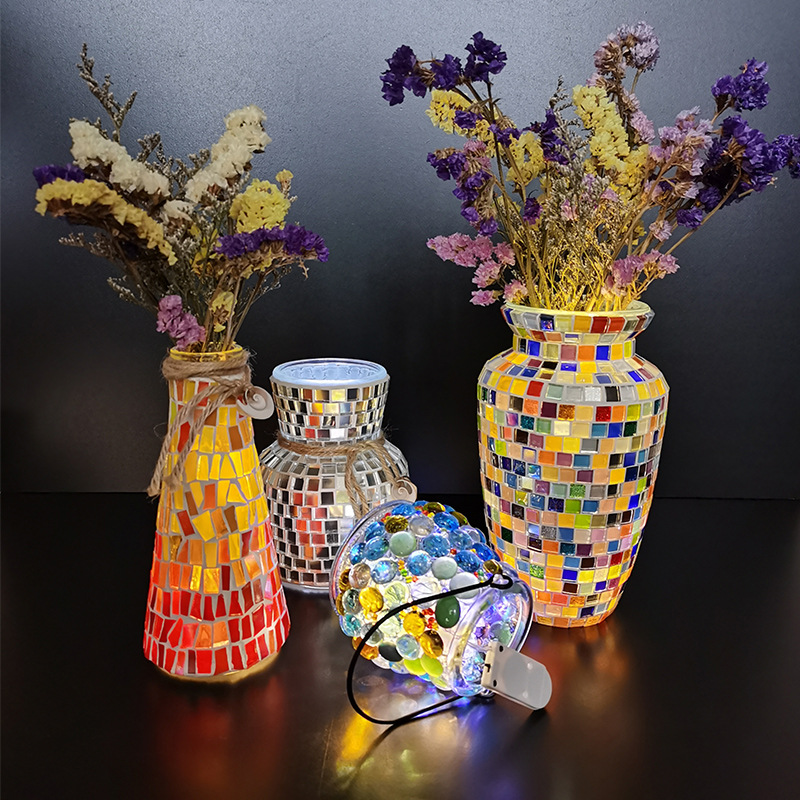 手工diy 马赛克玻璃花瓶材料包打发时间幼儿园儿童亲子活动自制作