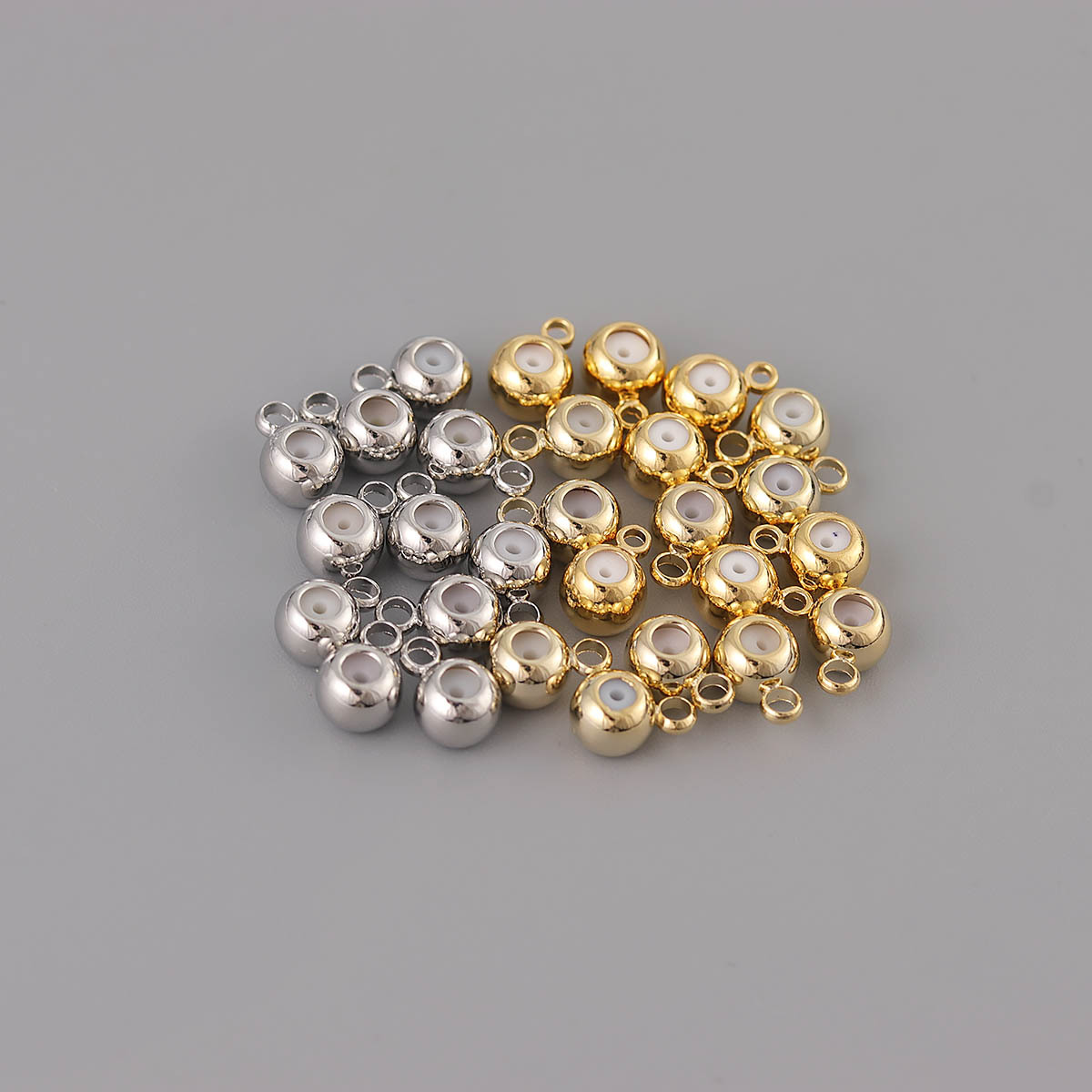 手链项链通用隔珠定位珠 铜镀真金带吊圆形调节定位珠 10个/包