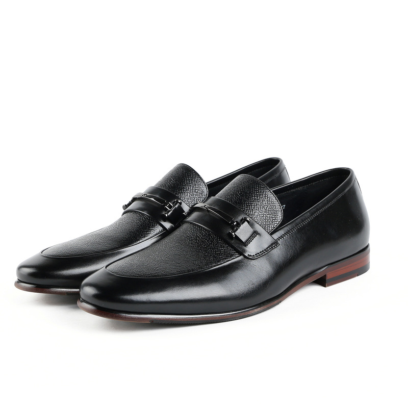 北欧理发师潮流皮鞋鳄鱼纹尖头套脚结婚男鞋头层牛皮青年休闲