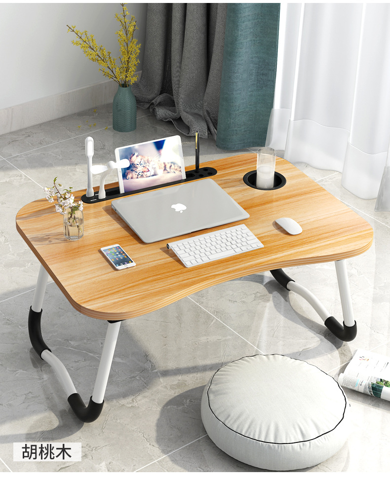 usb床上书桌可插电带灯 风扇可折叠懒人书桌宿舍学生儿童学习书桌