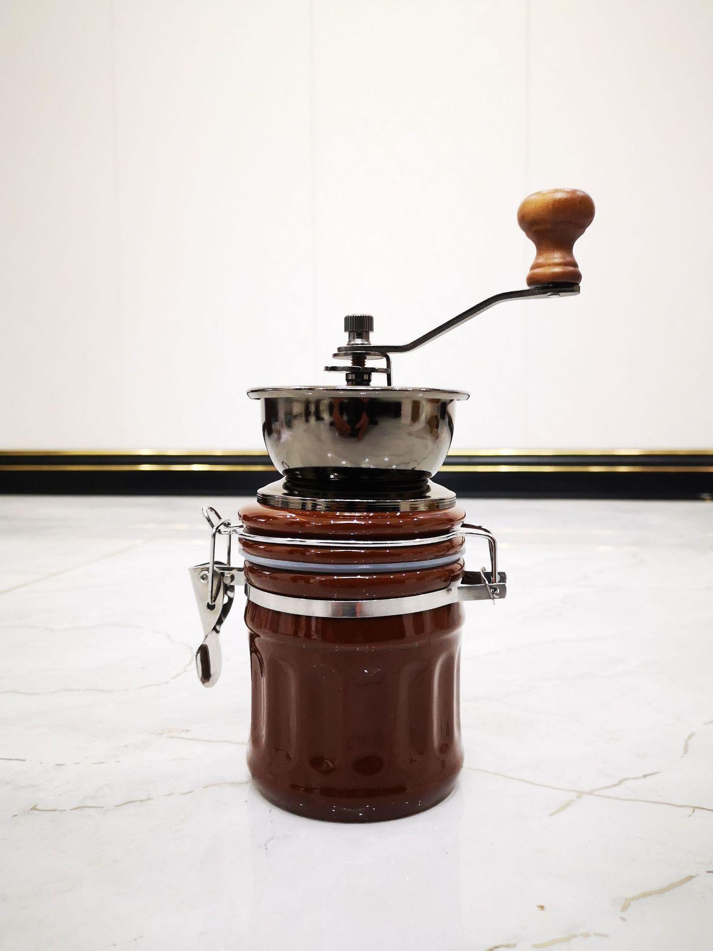 欧洲畅销款 手摇磨豆机陶瓷罐密封罐咖啡研磨机