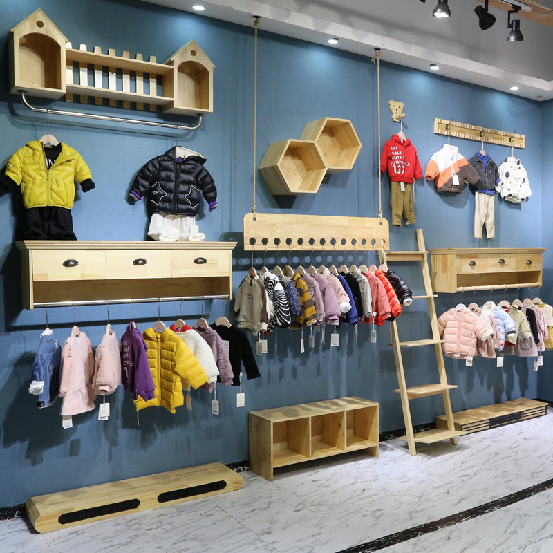 童装店货架儿童展示架上墙壁挂式挂衣架优质服装架陈列架创意架子