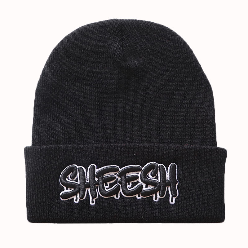 European and American Star Fashion Letters Sheesh Three-Dimensional Embroidery Knitted Hat Thermal Head Cover Hip Hop Hat Woolen Cap