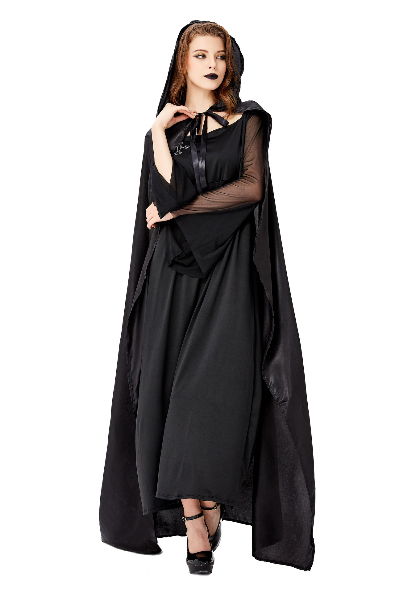 万圣节空1新款服装死神披风女巫巫师巫婆长裙披风斗篷现货批发