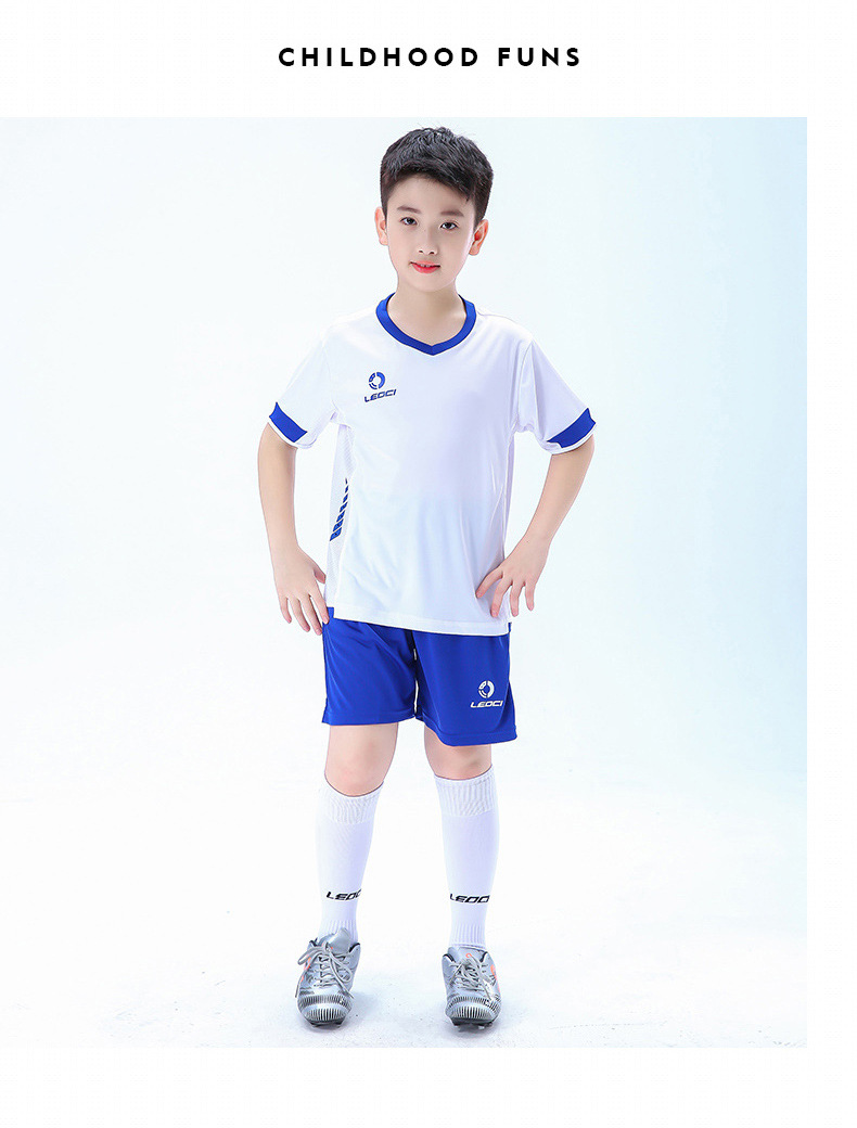 儿童足球服套装 童装定制训练服团购比赛中小学生儿童光板足球衣