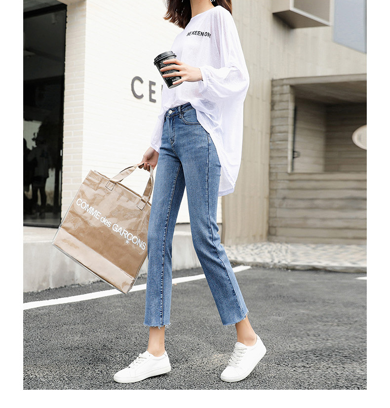 Jeans for Women 2022 New Summer Thin Loose High Waist Slimming All-Matching Straight Cropped Cropped Petite