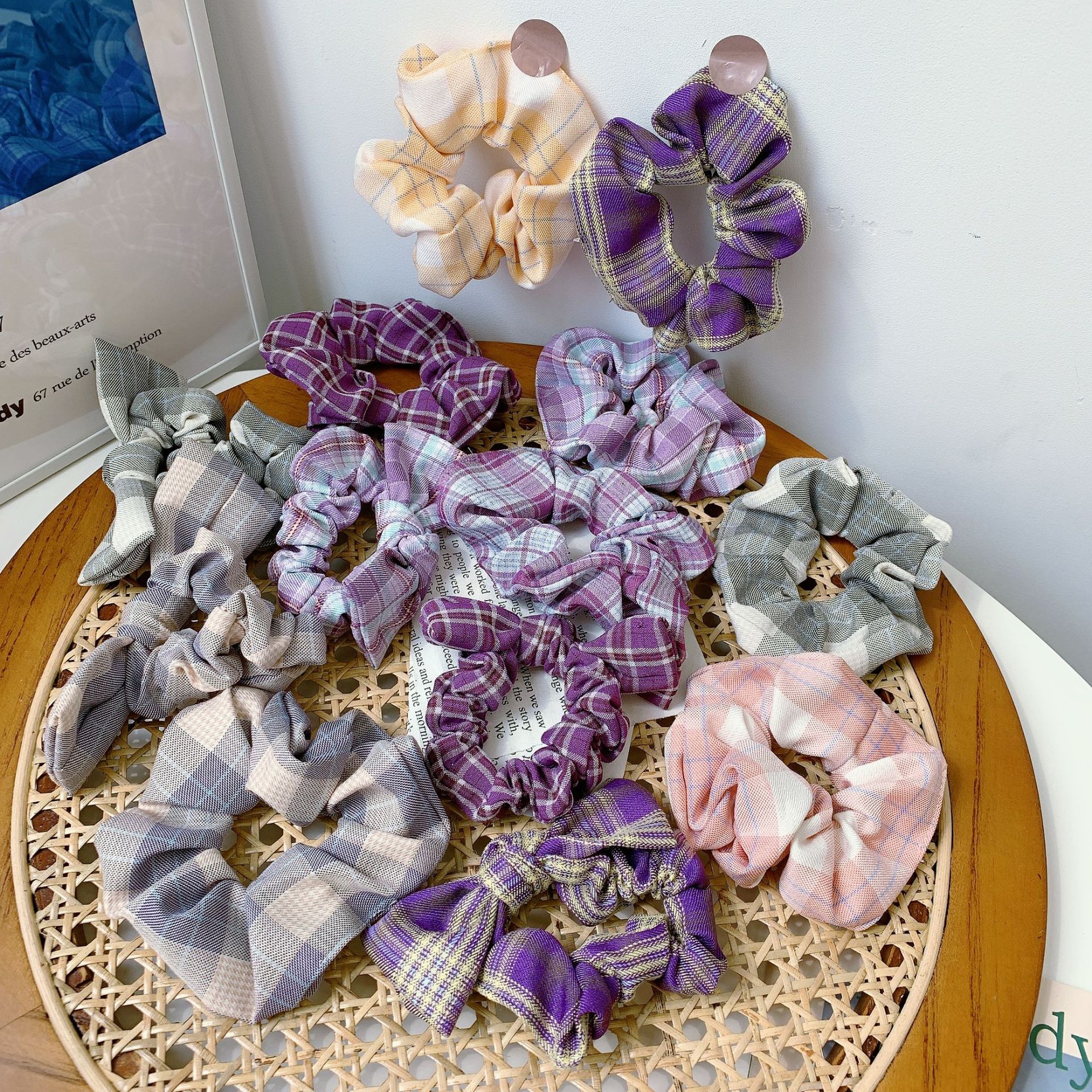 大肠发圈jk布日韩雾光格少女丸子头马尾可爱发饰水波纹大肠发圈