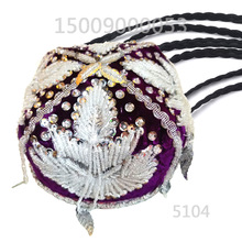 新疆维吾尔族舞蹈演出帽 可选多种长度辫子 珠绣表演帽
