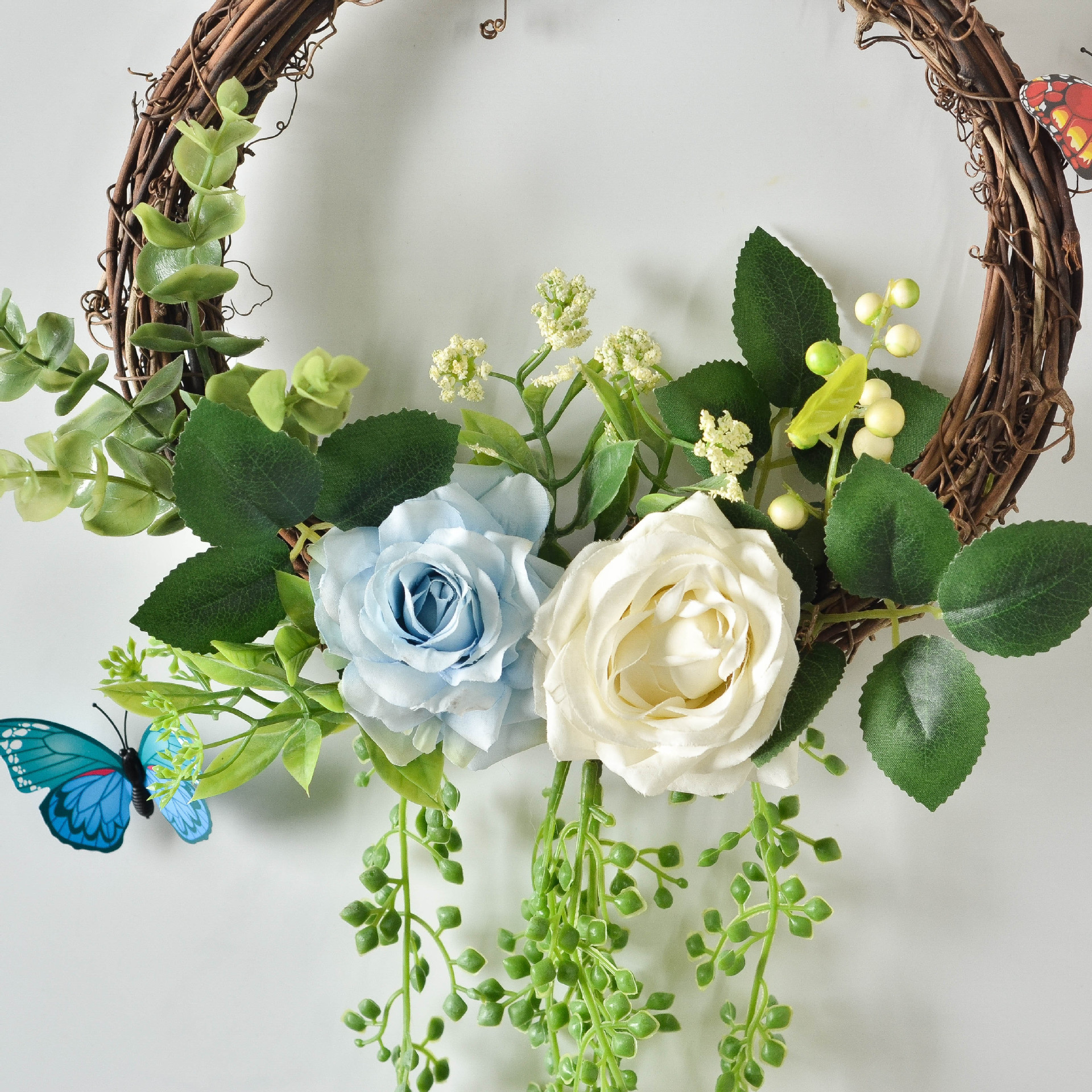 北欧仿真花环门饰门楣墙饰家居春色花艺装饰挂饰假花绢花批发
