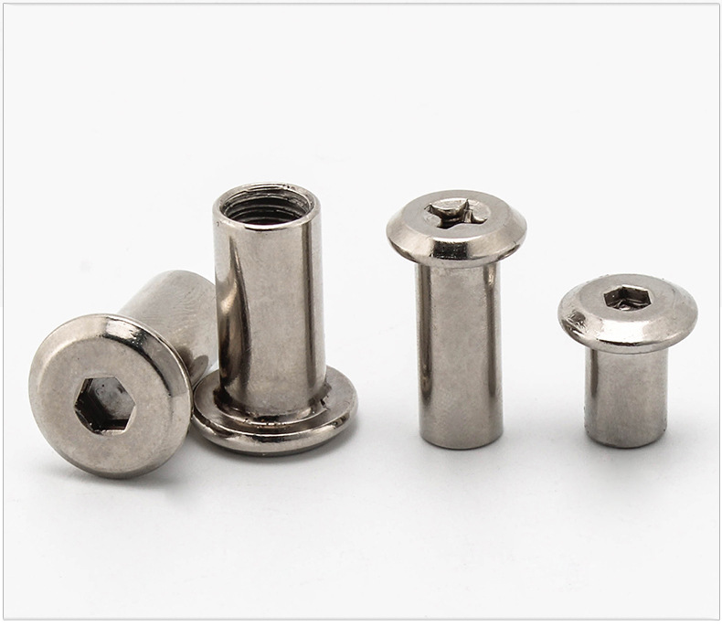 m6 m8 m10镀镍斜平头倒边内六角家具对锁螺母十字对接夹板螺帽