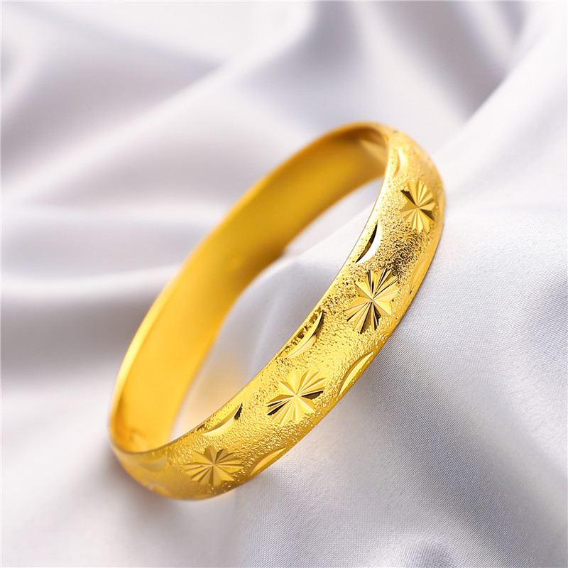 越南沙金手镯女士久不掉色24k金镀金首饰黄金色仿真黄金镯子