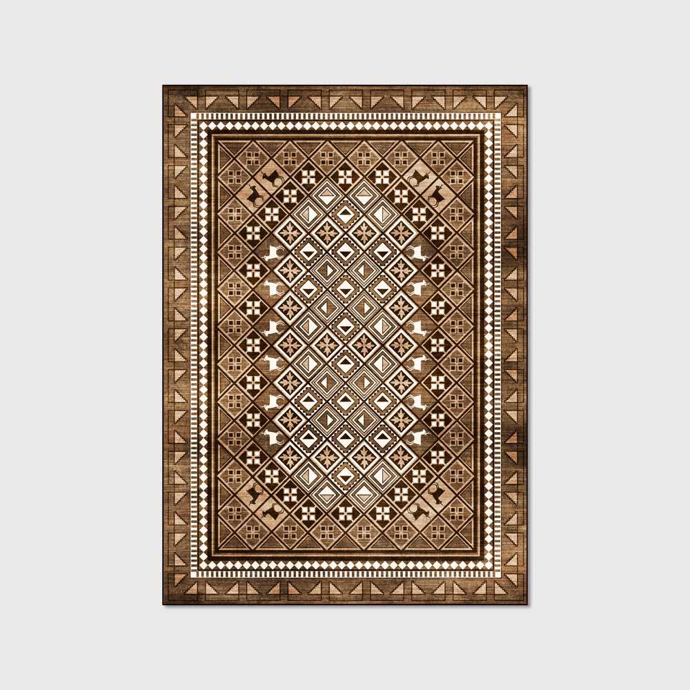 跨境代发时尚欧式几何民族风黄褐色客厅卧室床边地毯地垫定制