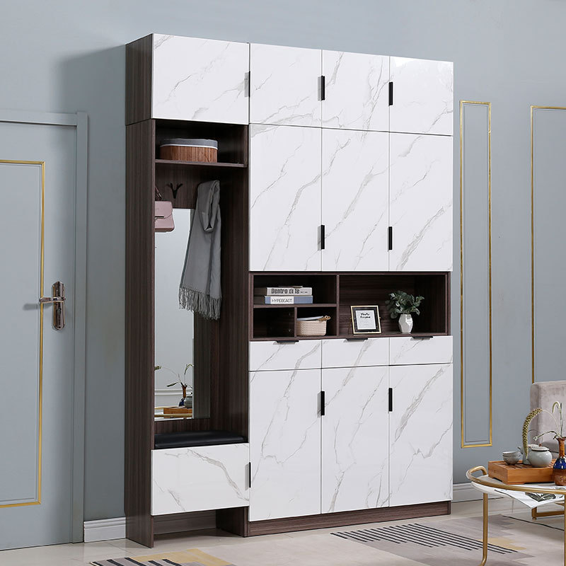 入户进门带挂衣架玄关门厅柜鞋柜衣帽柜一体靠墙到顶家用门口轻奢