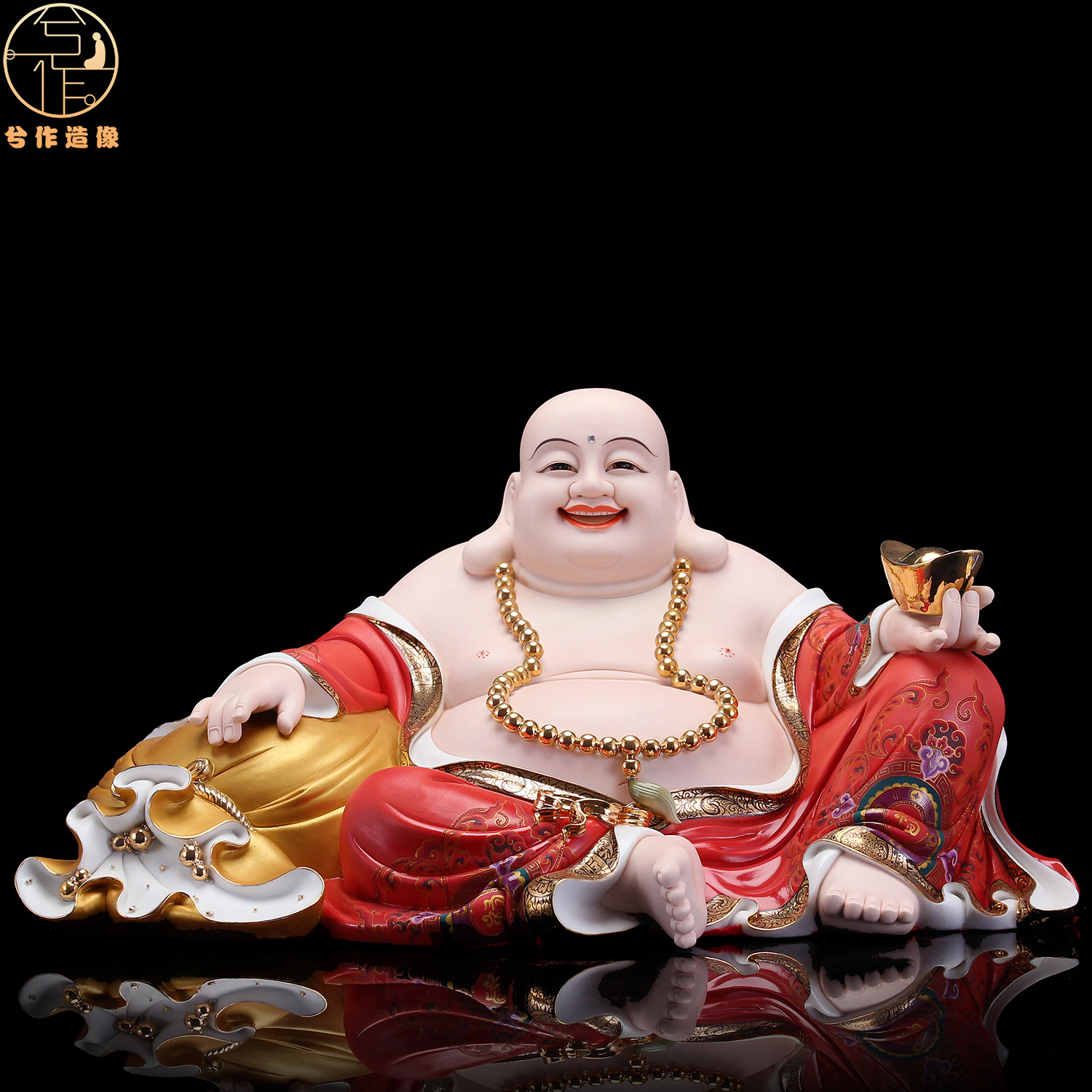 本器陶瓷大肚弥勒佛像元宝笑佛居家未来佛宽体笑佛招财弥勒佛摆件