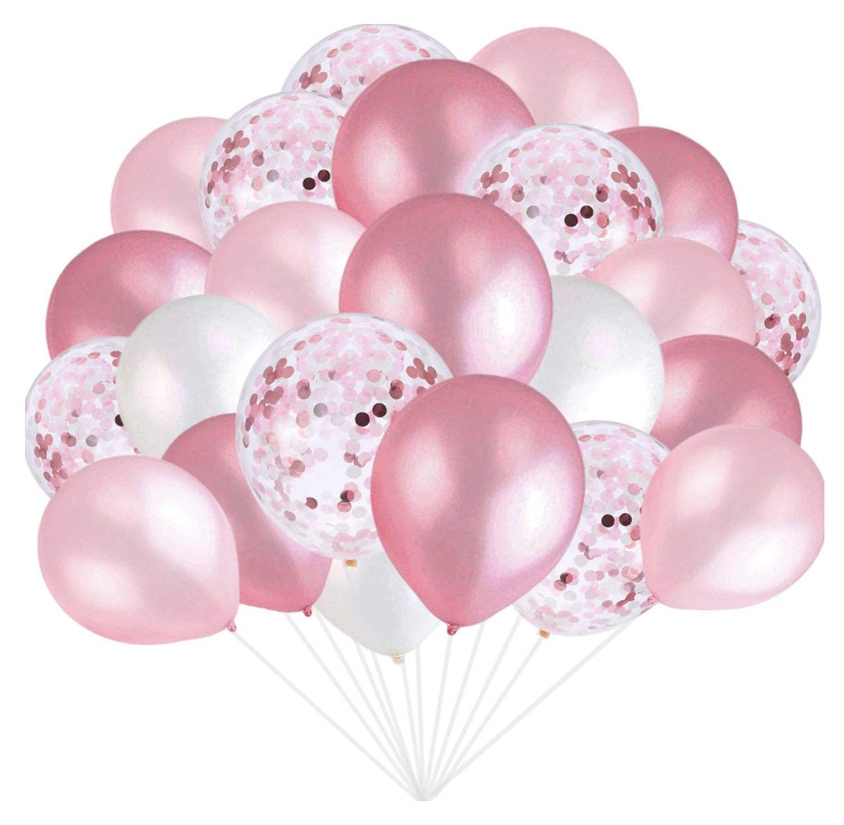 90个装粉白气球套装女宝生日派对 hen party 玫瑰金baby shower