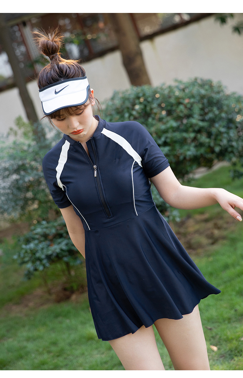 大码游泳衣女裙式分体遮肚显瘦保守胖mm200斤平角裤