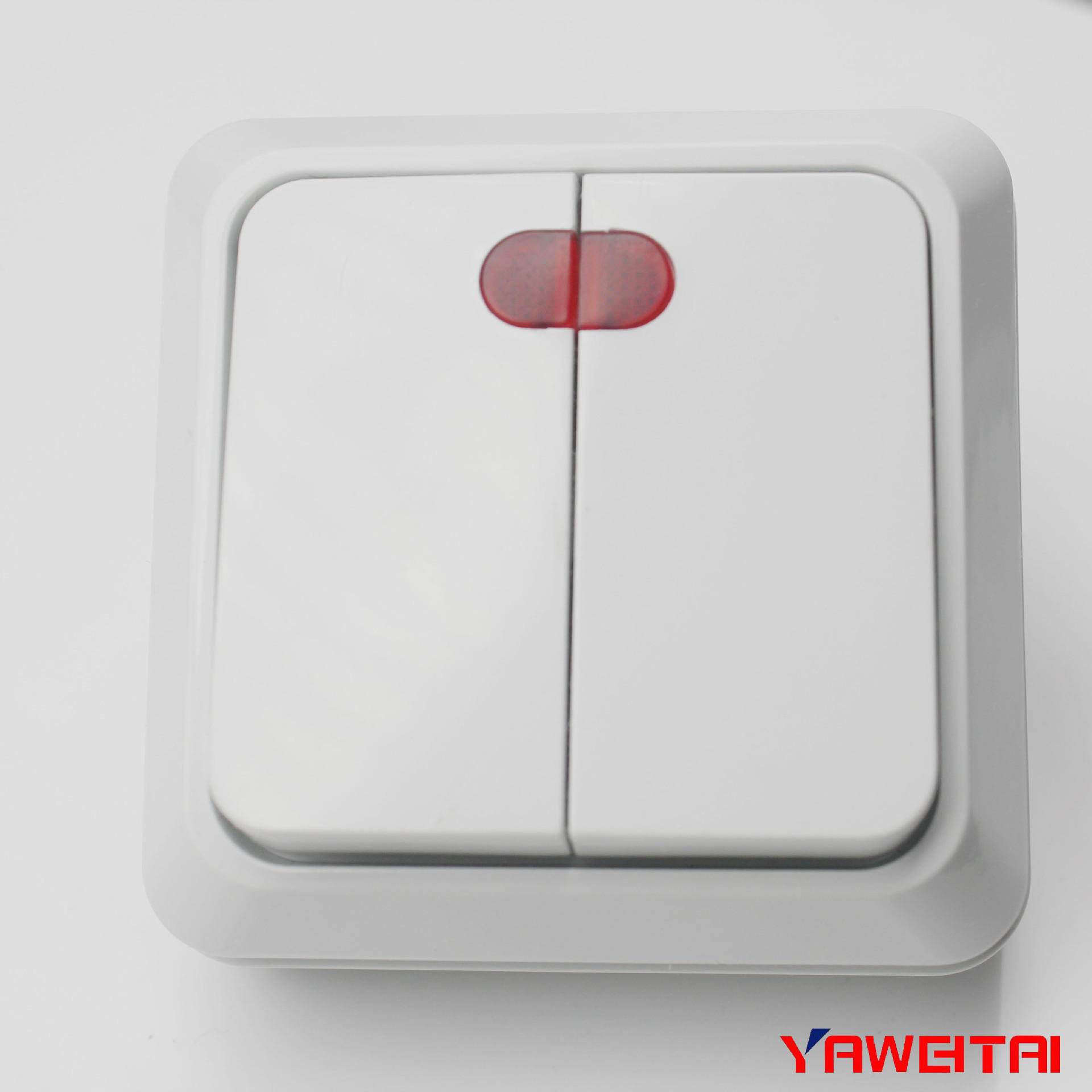 雅威俄式/欧式两开开关 明装墙壁开关 两开墙壁开关带指示灯