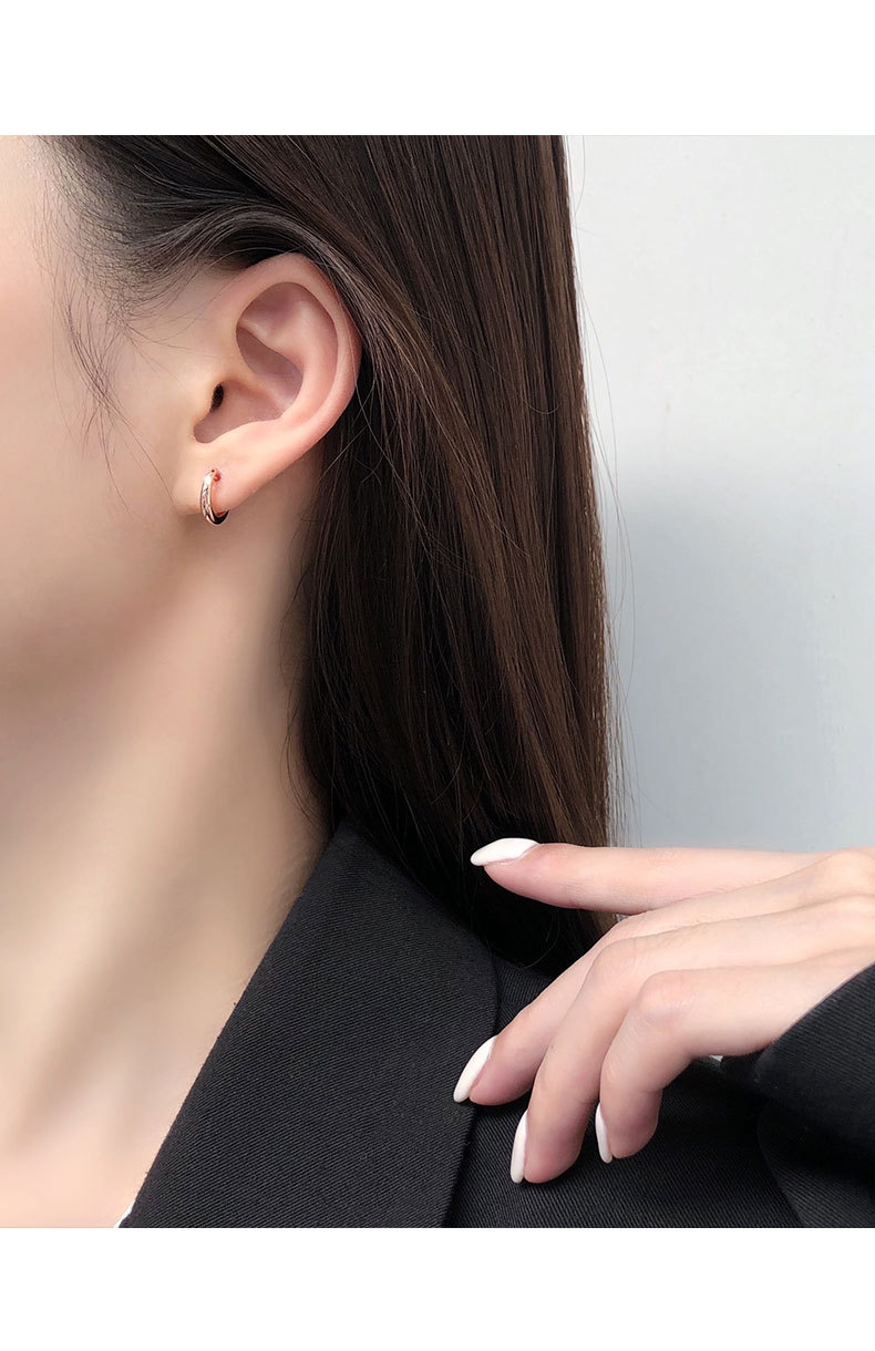 仪特925通体纯银弯钩弧形耳钉ins冷淡风韩式百搭优雅耳环网红银饰