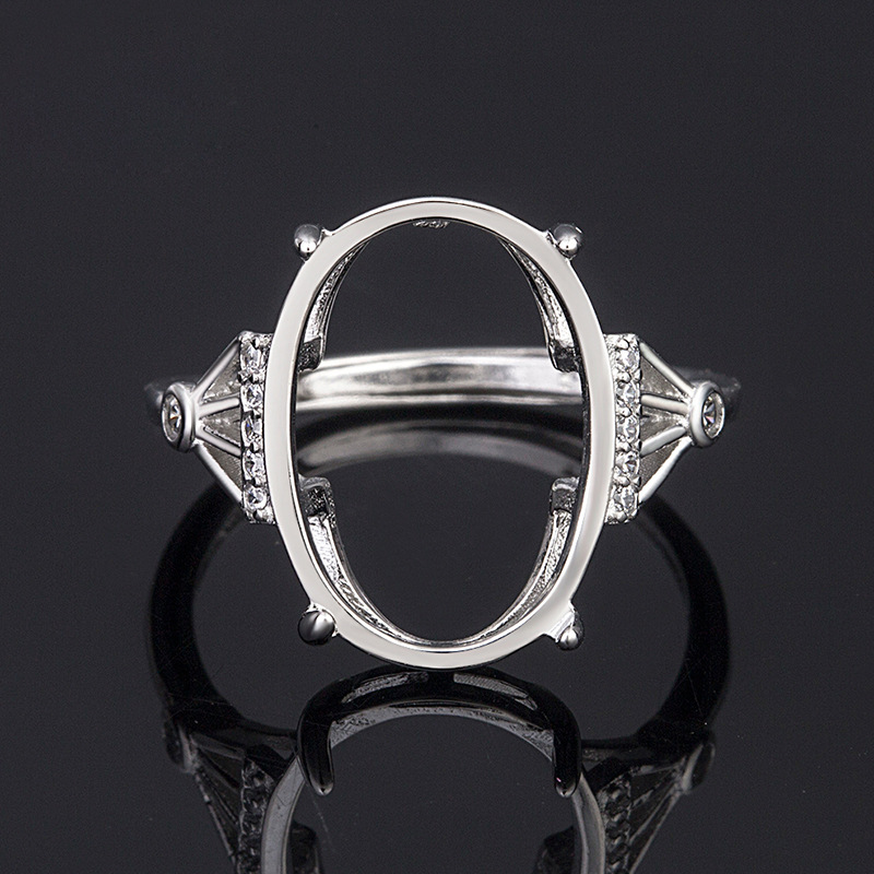 镀s925纯银戒托 蛋面12x16 白金色戒指托 原创新品戒托女