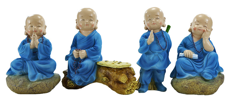 小沙弥小和尚禅意摆件扫地僧多肉花盆盆景花园装饰看书下棋礼品