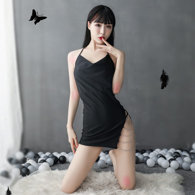 Adult Supplies Sexy Lingerie Sexy Lace Sling Iron Chain Pajamas Suit Women's Nightdress Home Wear One Piece Dropshipping