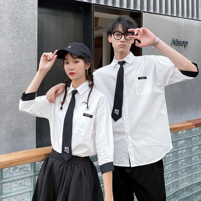 高三毕业班服夏季套装韩版情侣衬衫长裙学生校服学院风