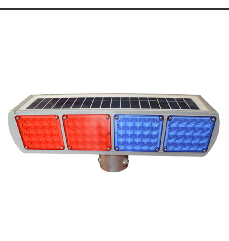晗琨18款太阳能红蓝闪烁双面四组爆闪施工警示灯现货批发