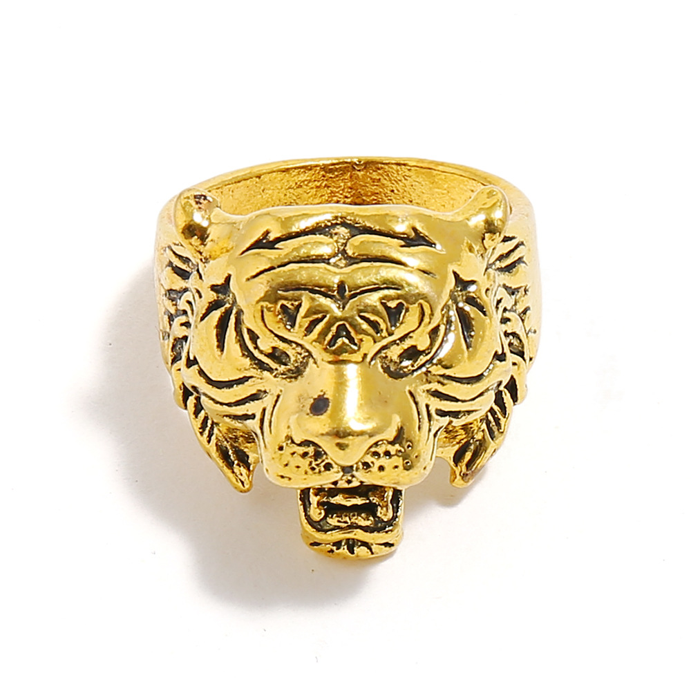 欧美合金男士戒指老虎头威猛风格朋克风跨境电商热卖中东男戒