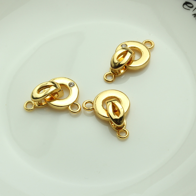 18k包金保色电镀白金玫瑰金手链o字扣 diy饰品配件材料珍珠手链扣