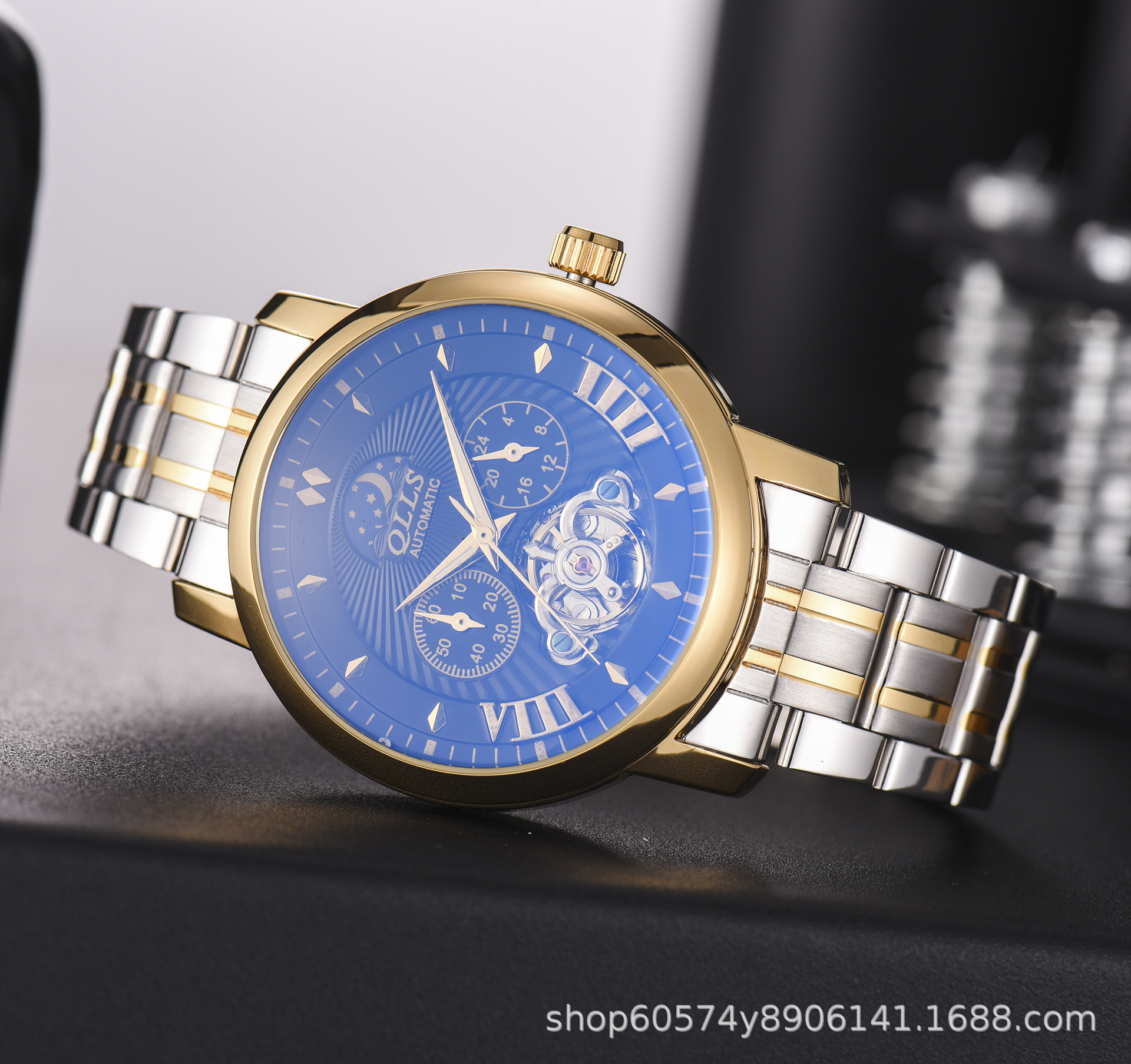 奇洛时全自动机械表商务镂空男士手表全自动防水机械手表厂家批发