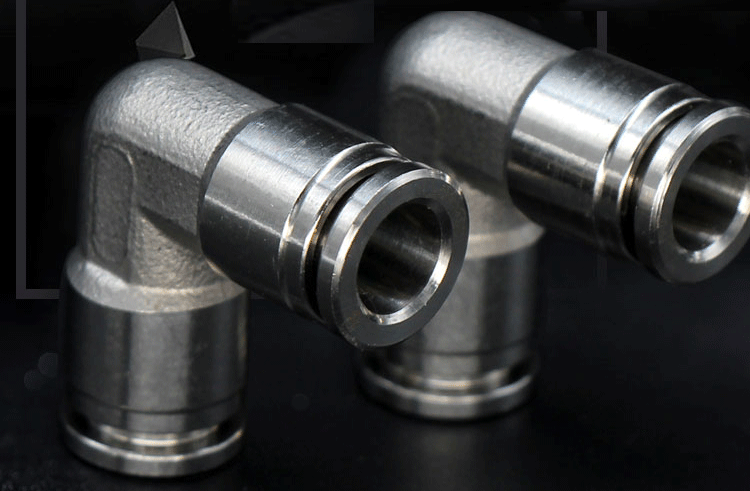 304不锈钢气动弯头直接l型快速接头pv-4/6/8/10/12-01/02气管快插