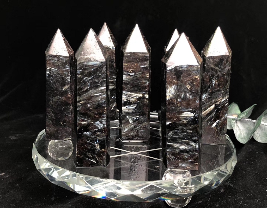 批发a级天然烟花晶七星阵盘风水摆件主石80-90mm底盘150mm