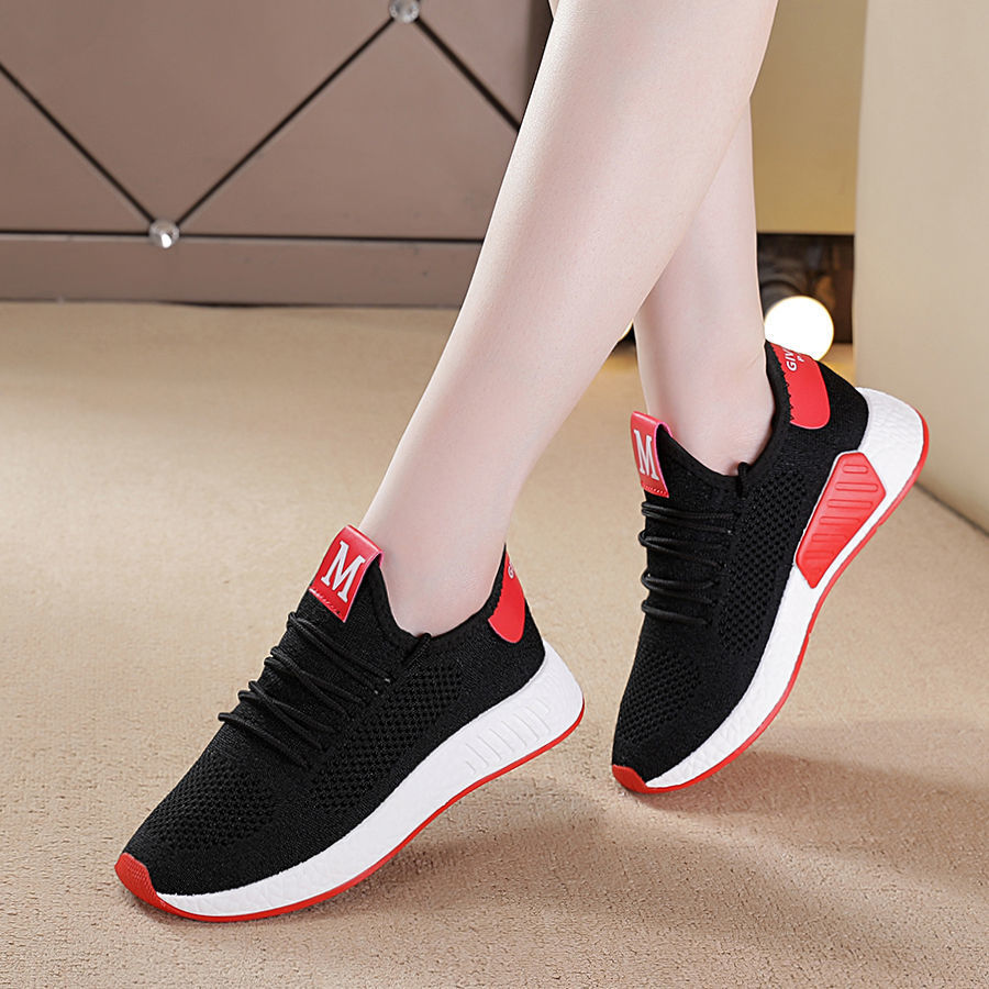 [Monthly Sales 1000 +] Fly-Knit Sneakers Women's One Piece Dropshipping Spring and Summer Flat Casual Shoes Mesh Surface Shoes Student Shoes