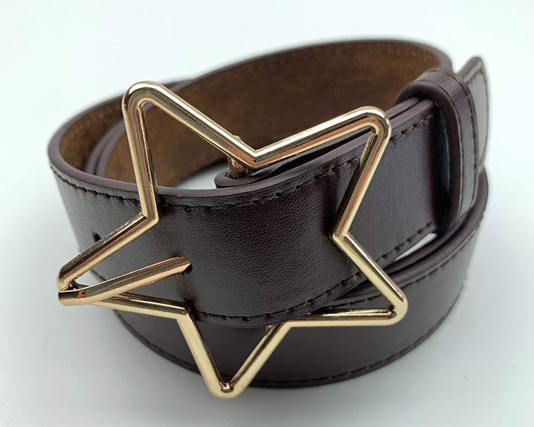 新款个性女士宽腰带创意五角星扣时尚皮带长款衬衣连衣裙装饰腰带