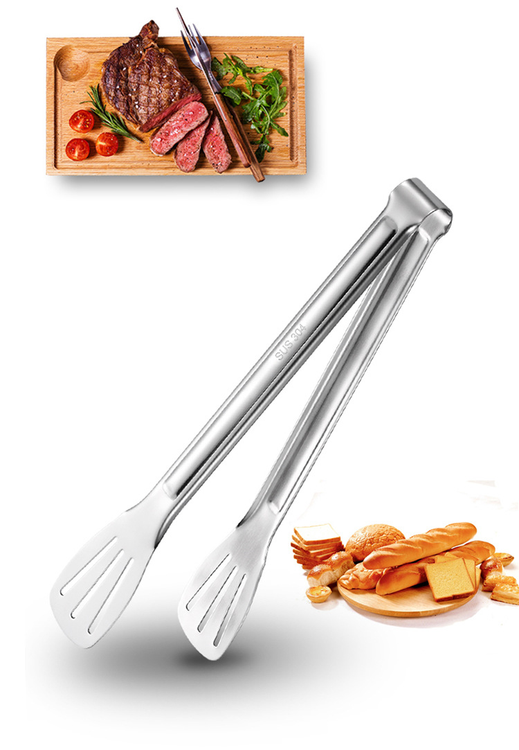 ccko304不锈钢食品夹子厨房烧烤夹牛排夹馒头夹面包夹食物烤肉夹-阿里