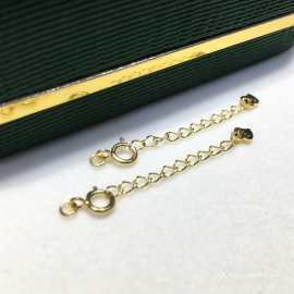 s925银镀白金 镀黄金圈扣 弹簧扣金银双色带延长链  项链扣手链扣