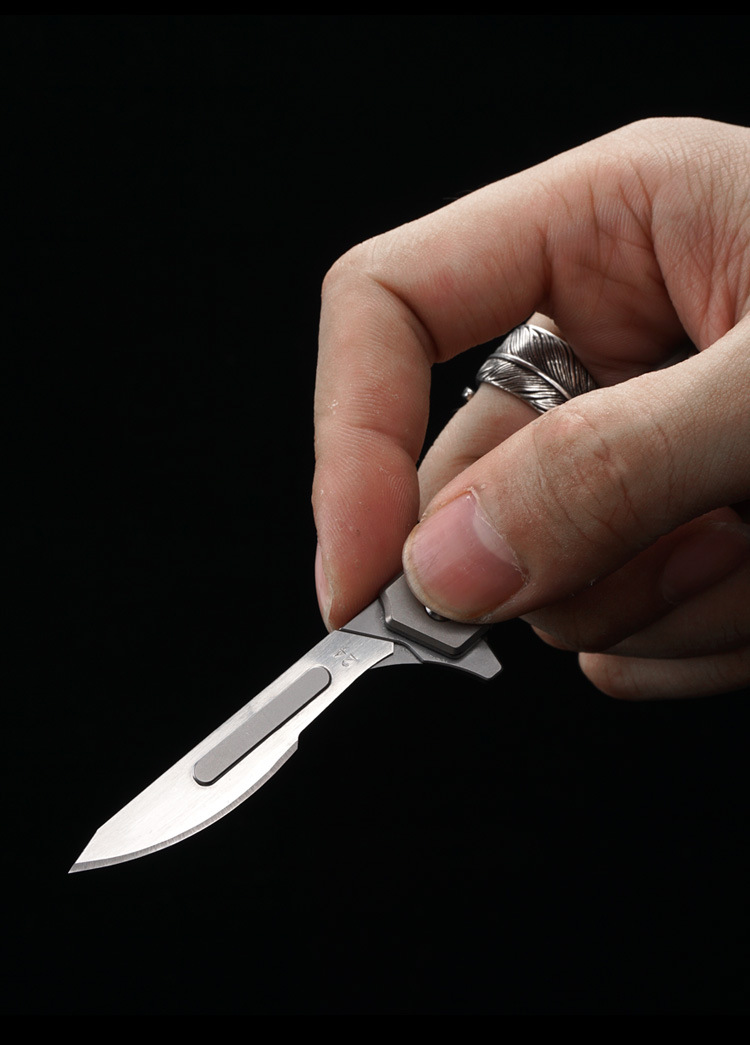 j078钛合金折叠刀手术刀轴承小钥匙扣快递随身便携口袋迷尔